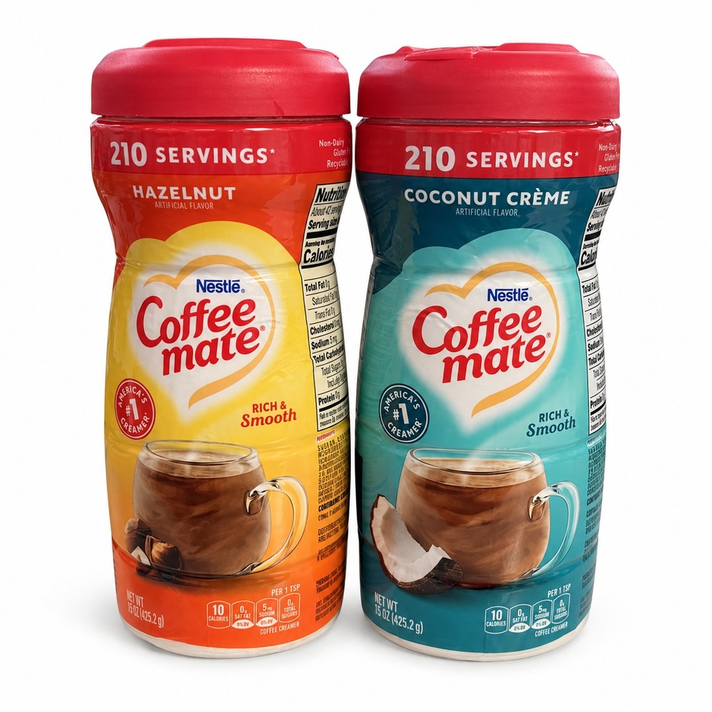 Nestle Coffee mate Powder Creamer Hazelnut Coconut Creme 15 oz Each 2 Pack